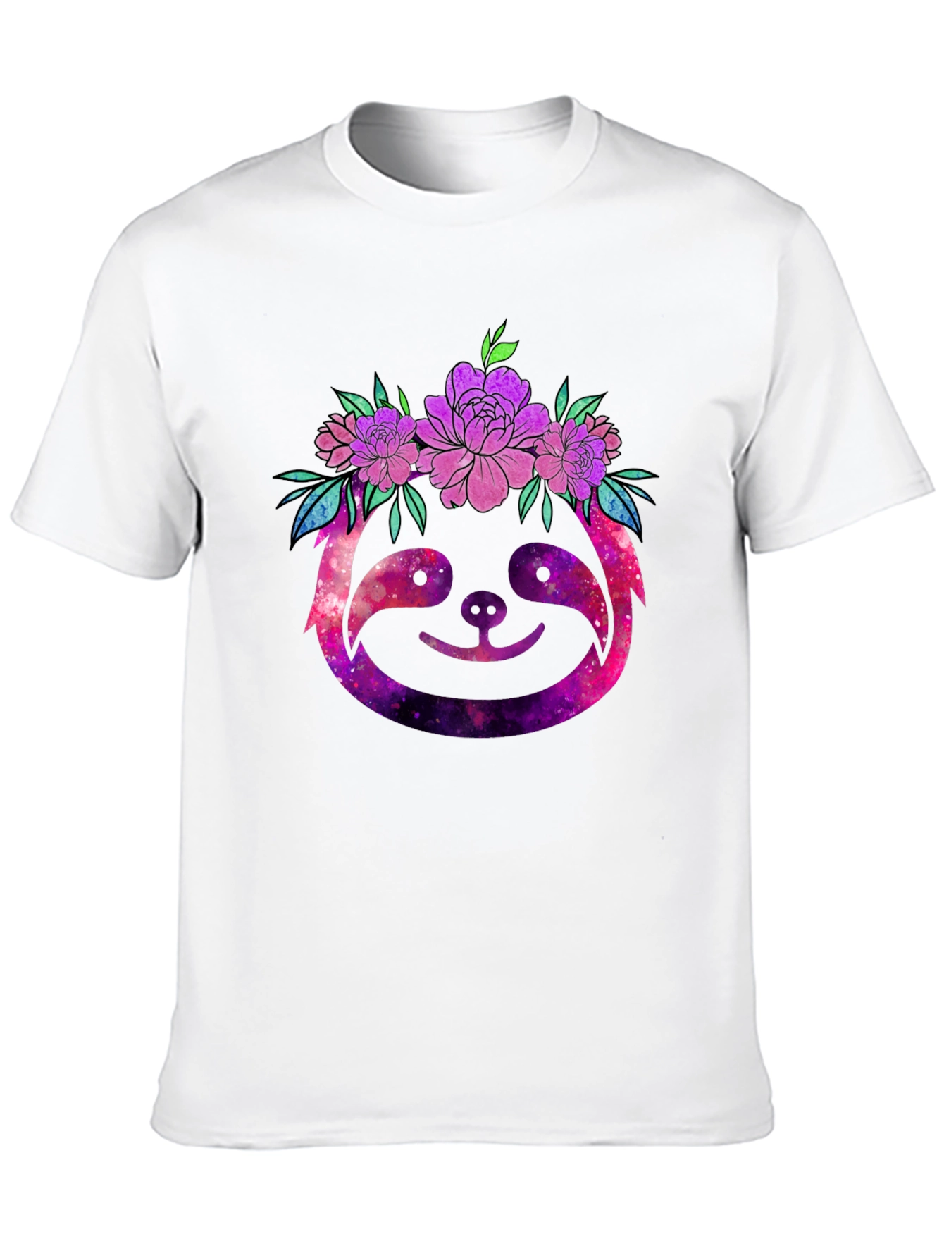 Galaxy Sloth Floral Crown Graphic Tee