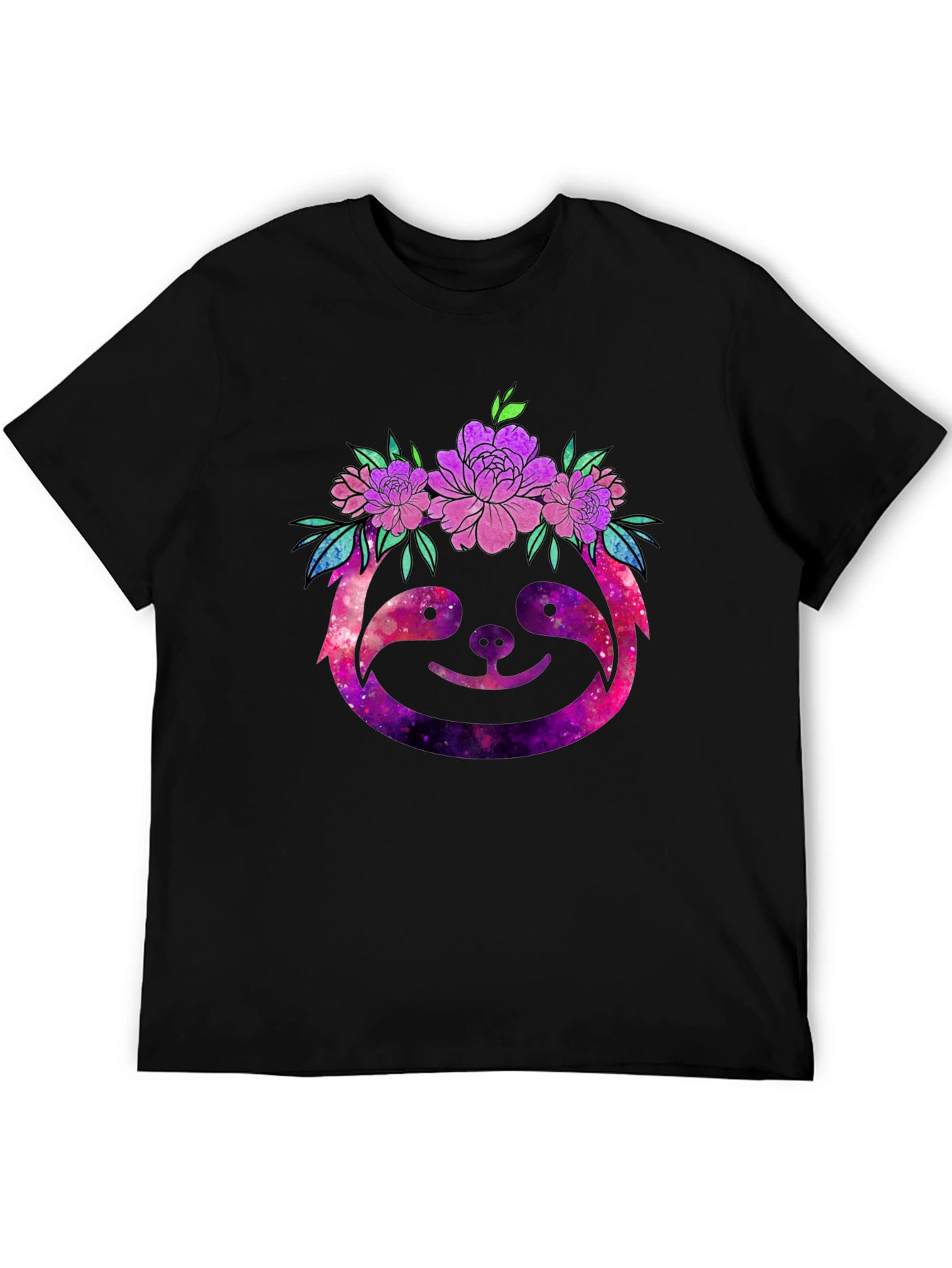 Galaxy Sloth Floral Crown Graphic Tee