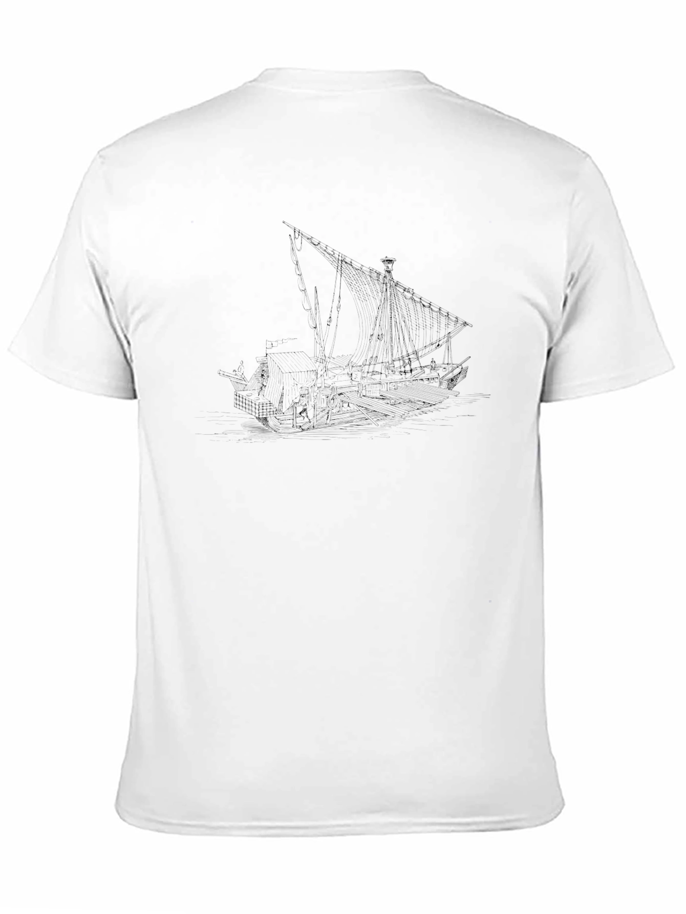 Mens Black T-Shirt with Ship Design