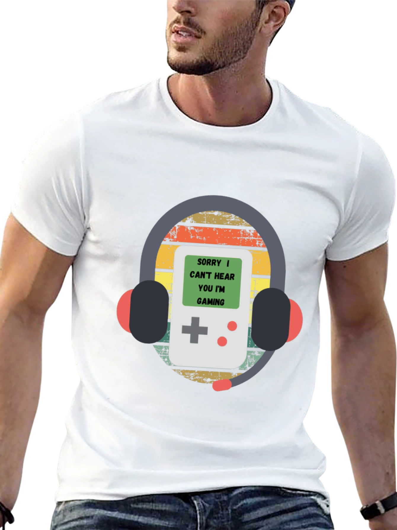 Sorry Gaming T-Shirt Gamer Headphones Retro Style Tee