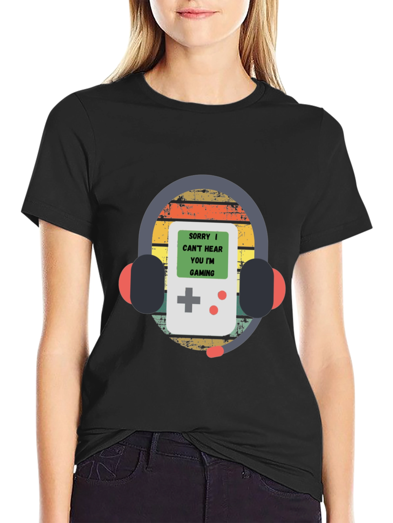 Sorry Gaming T-Shirt Gamer Headphones Retro Style Tee