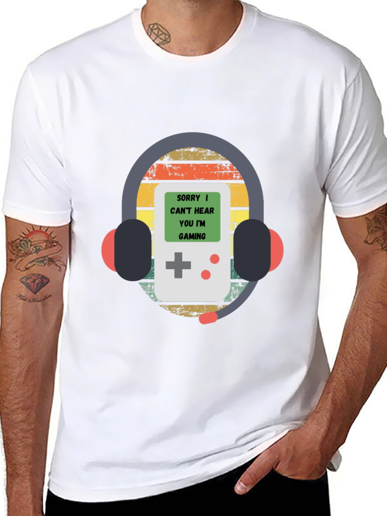Sorry Gaming T-Shirt Gamer Headphones Retro Style Tee