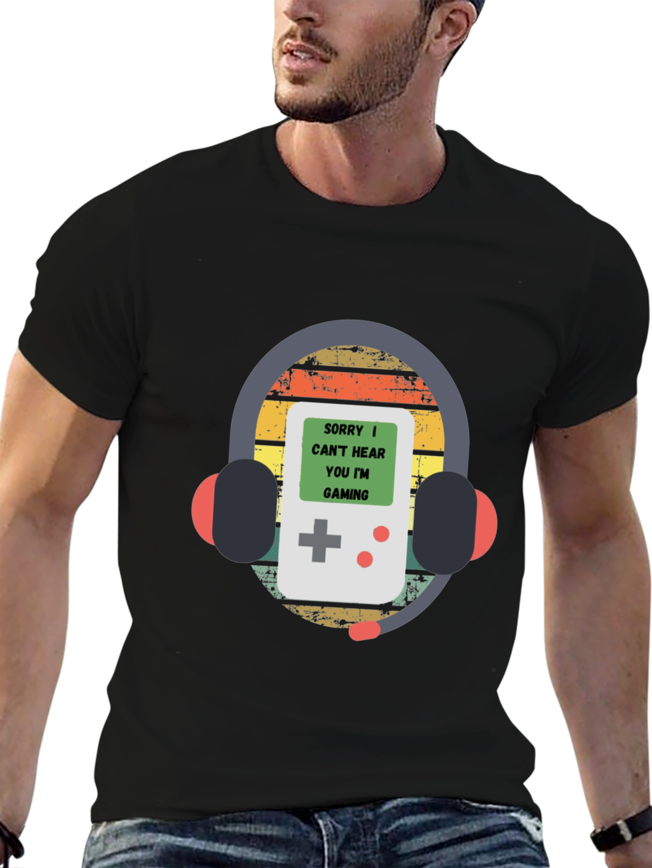 Sorry Gaming T-Shirt Gamer Headphones Retro Style Tee