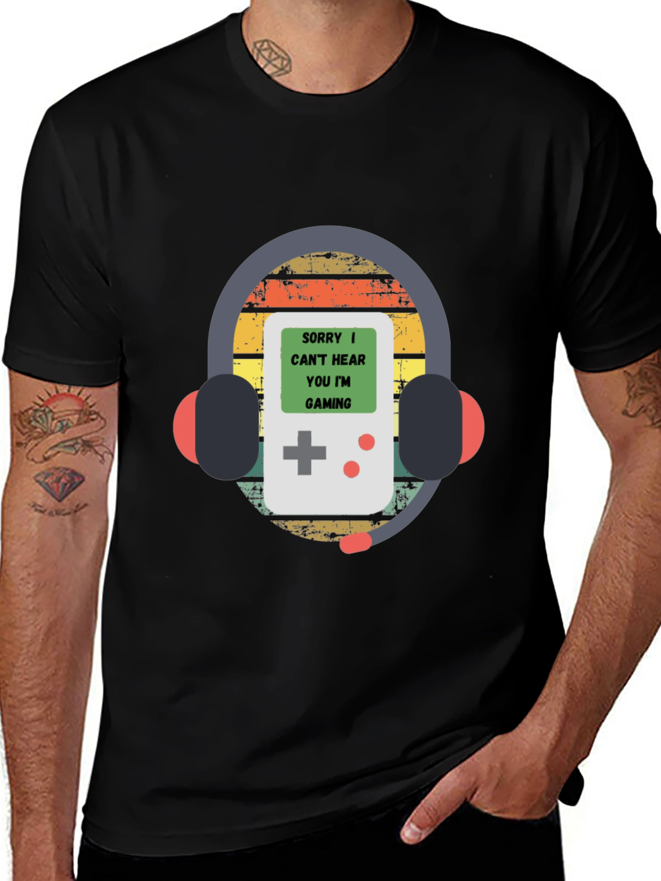 Sorry Gaming T-Shirt Gamer Headphones Retro Style Tee