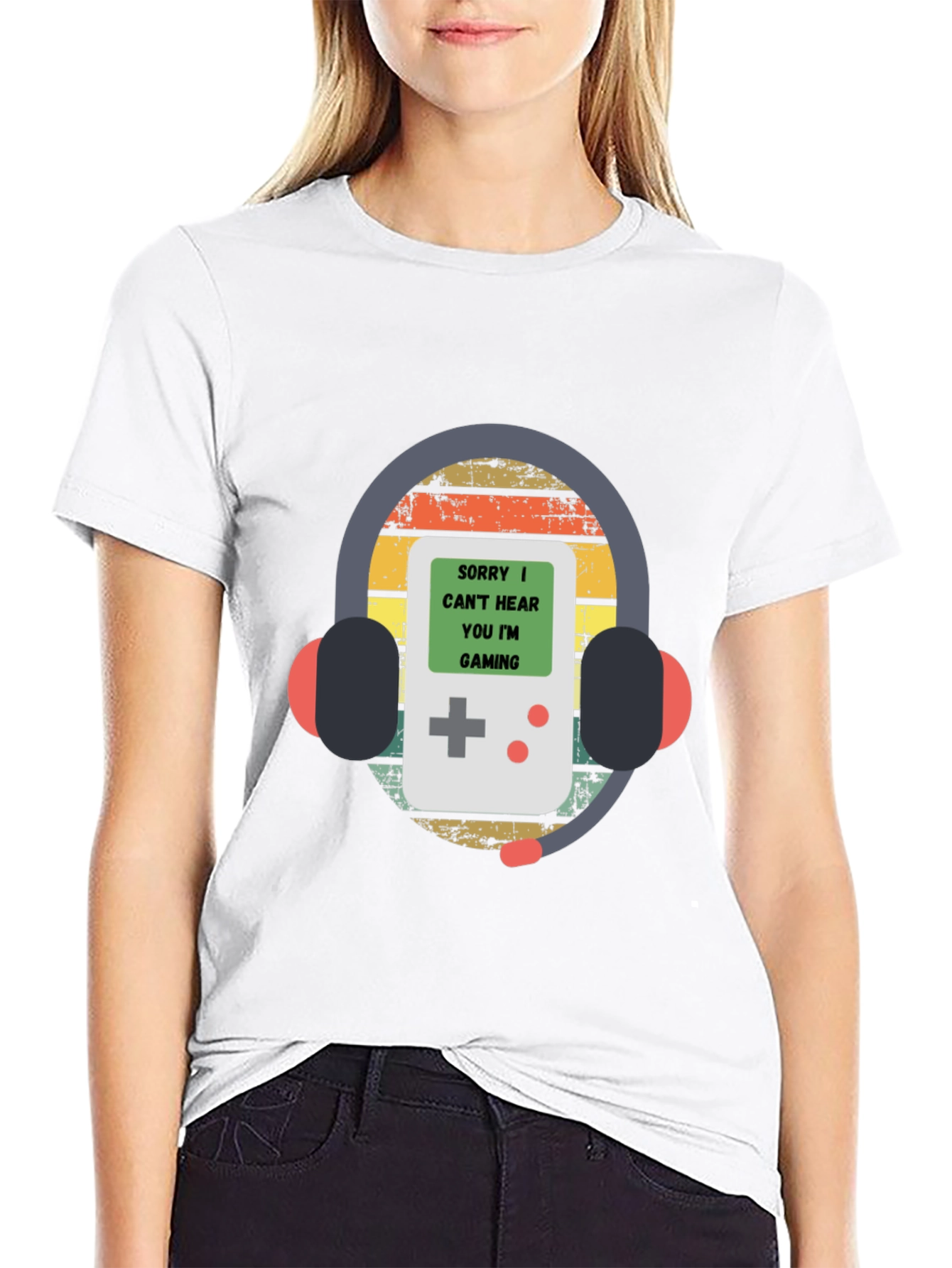Sorry Gaming T-Shirt Gamer Headphones Retro Style Tee