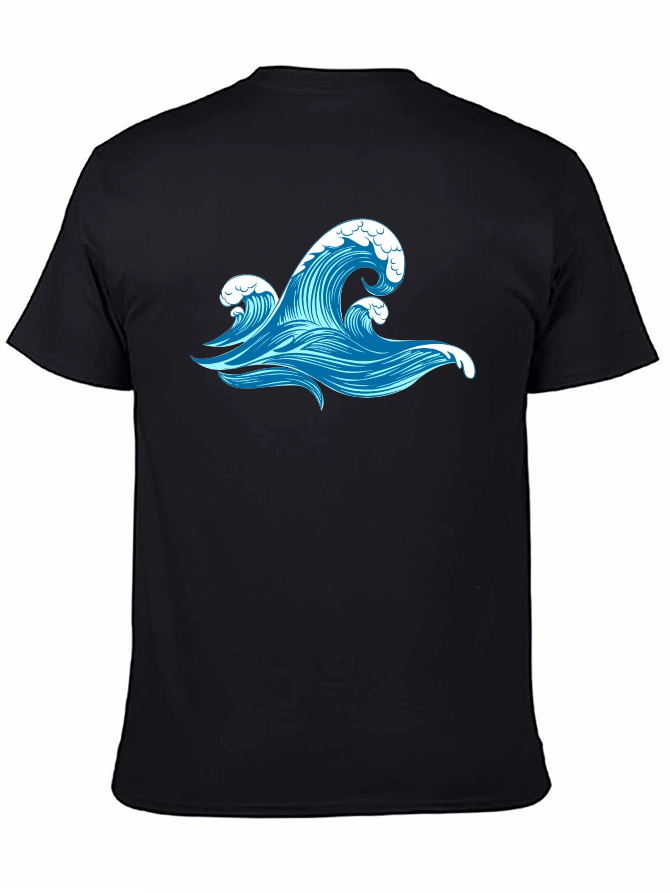 Ocean Wave Graphic Black T-Shirt