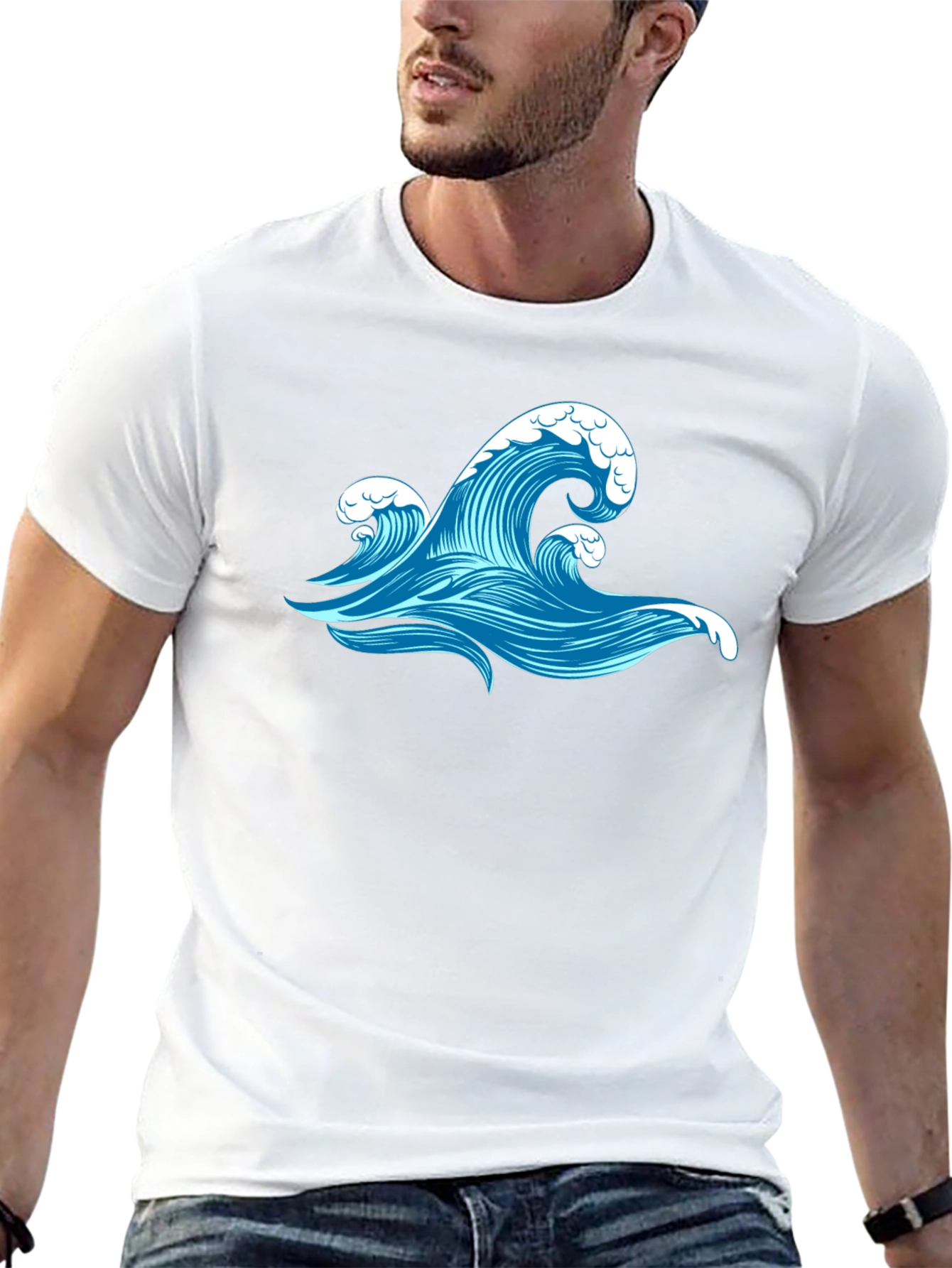 Ocean Wave Graphic Black T-Shirt