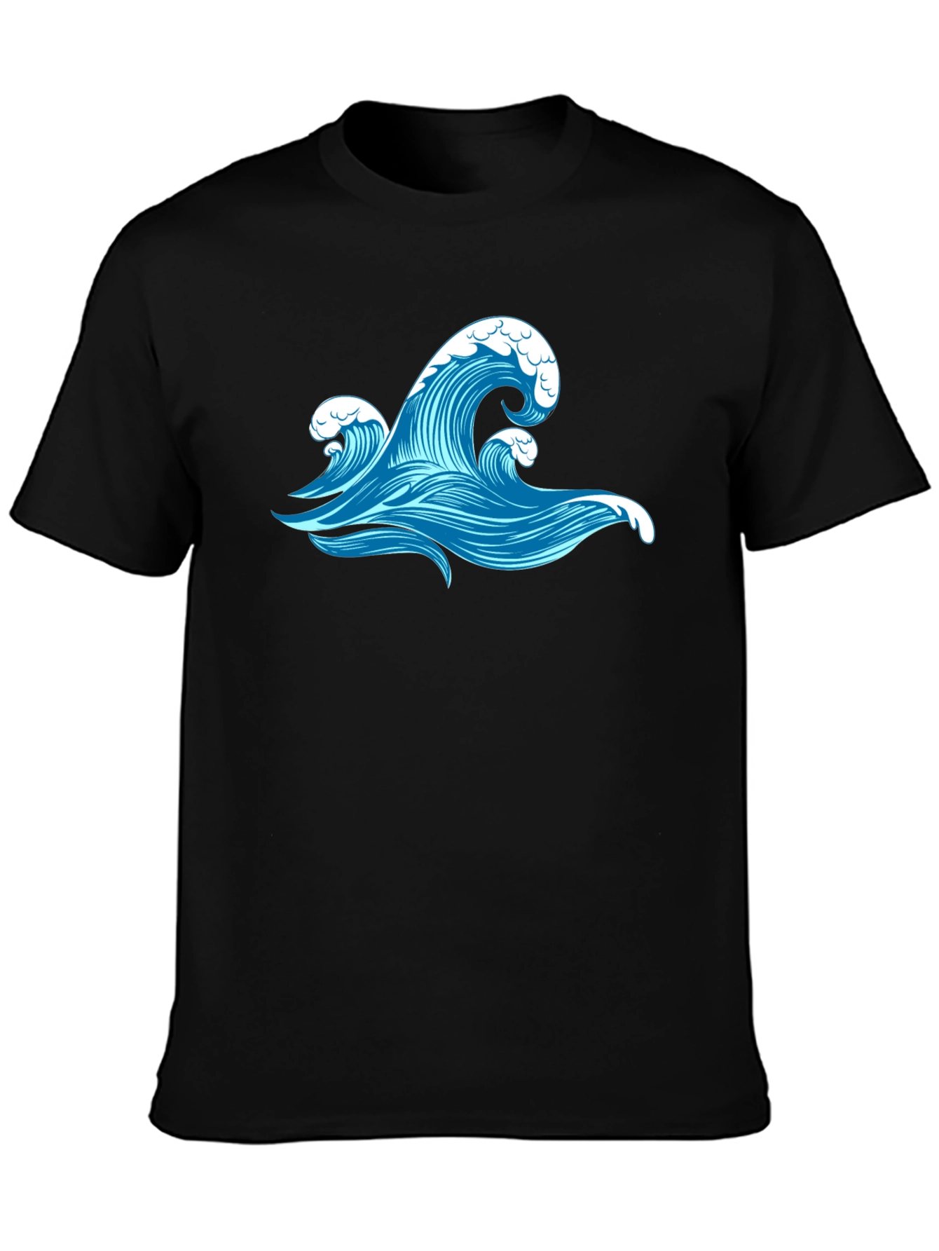 Ocean Wave Graphic Black T-Shirt