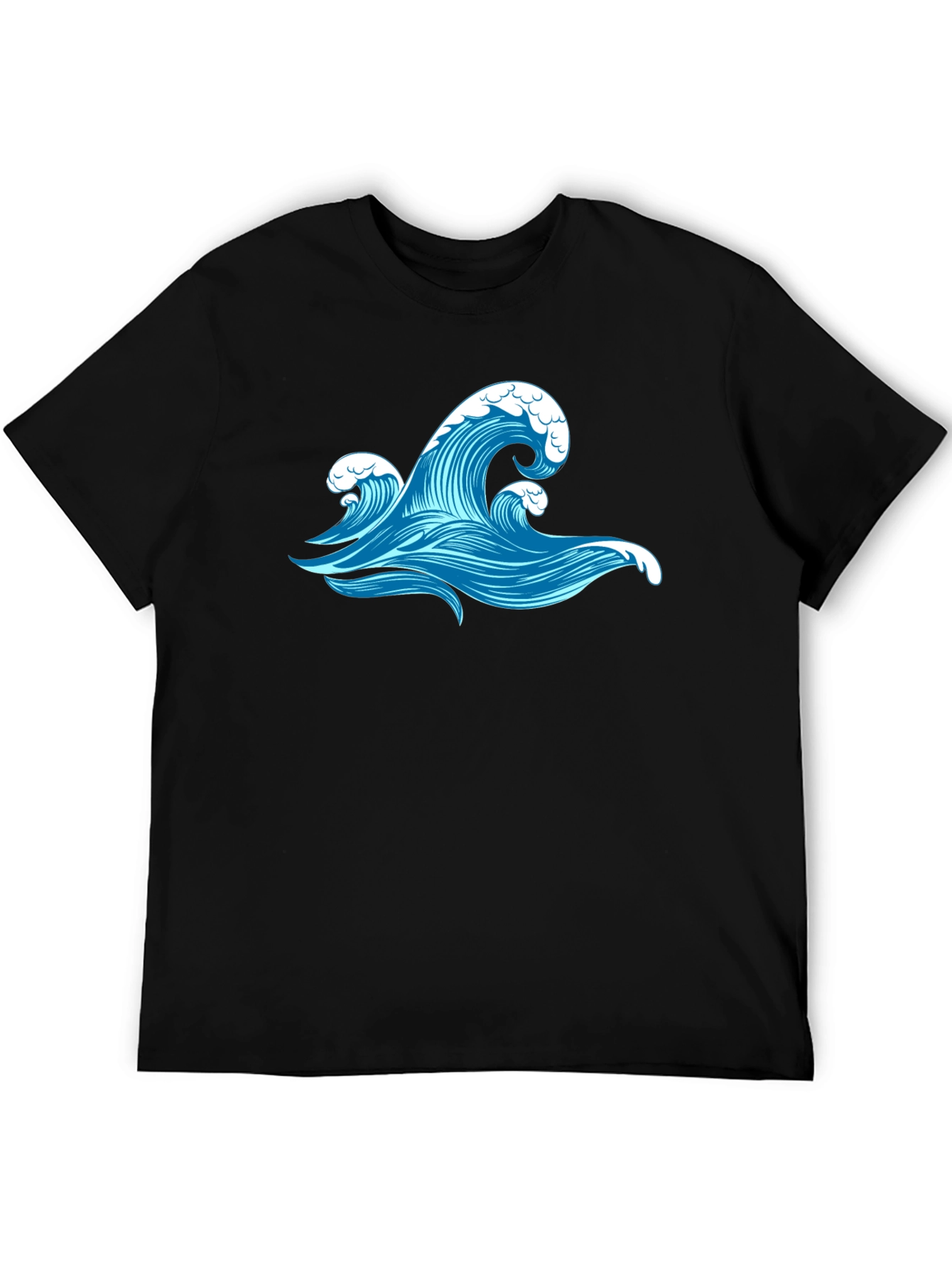 Ocean Wave Graphic Black T-Shirt