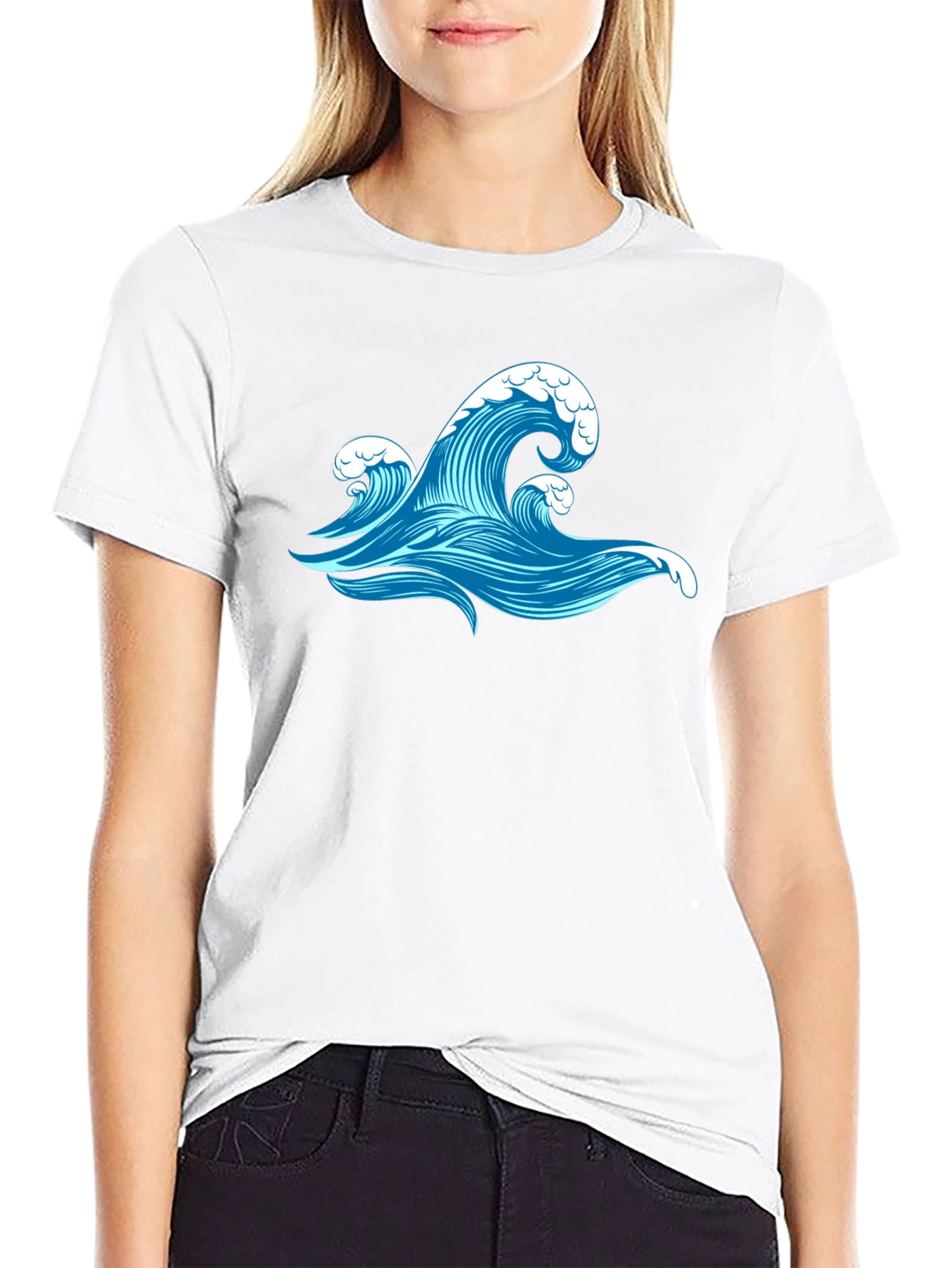 Ocean Wave Graphic Black T-Shirt