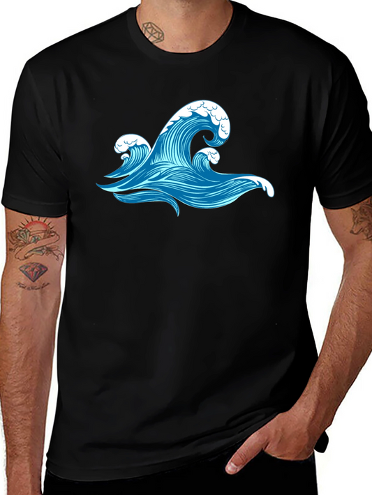 Ocean Wave Graphic Black T-Shirt