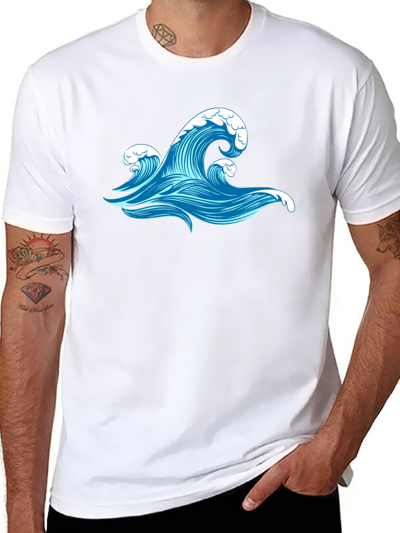 Ocean Wave Graphic Black T-Shirt