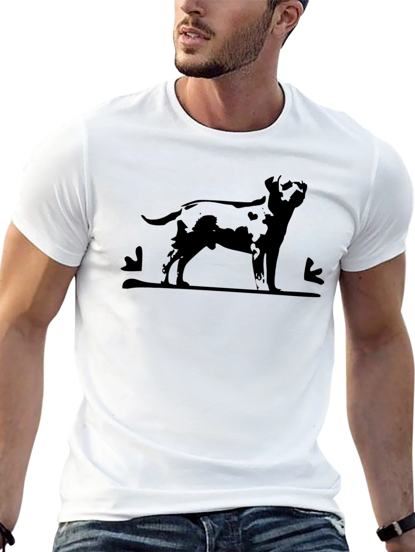 Mens Black T-Shirt - Dog Silhouette Print