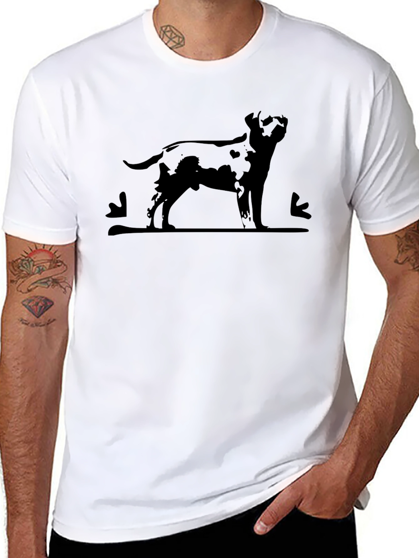 Mens Black T-Shirt - Dog Silhouette Print