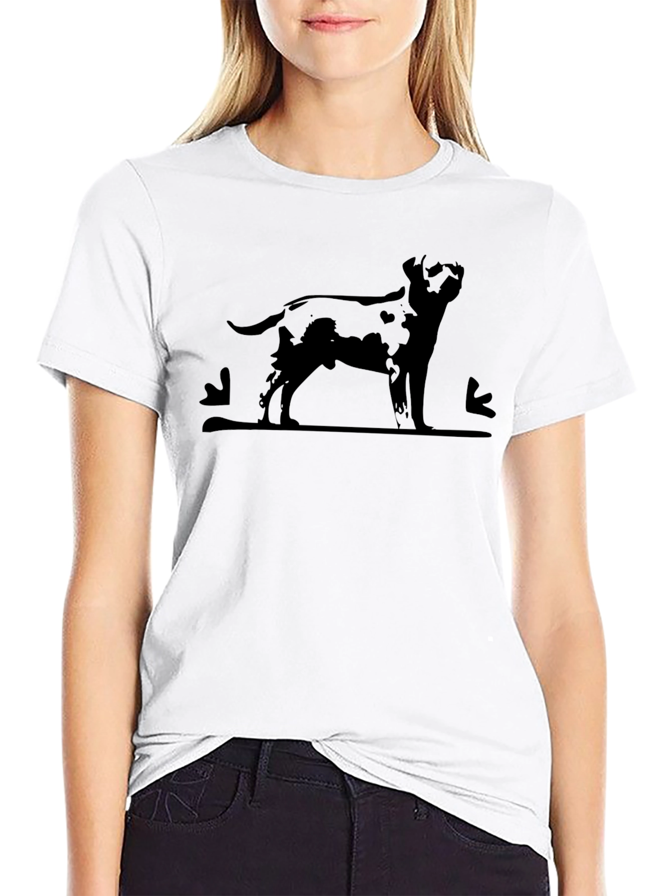 Mens Black T-Shirt - Dog Silhouette Print