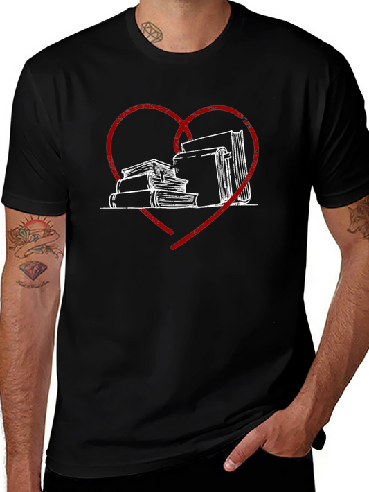 Book Lover Tee - Heart & Stack Design