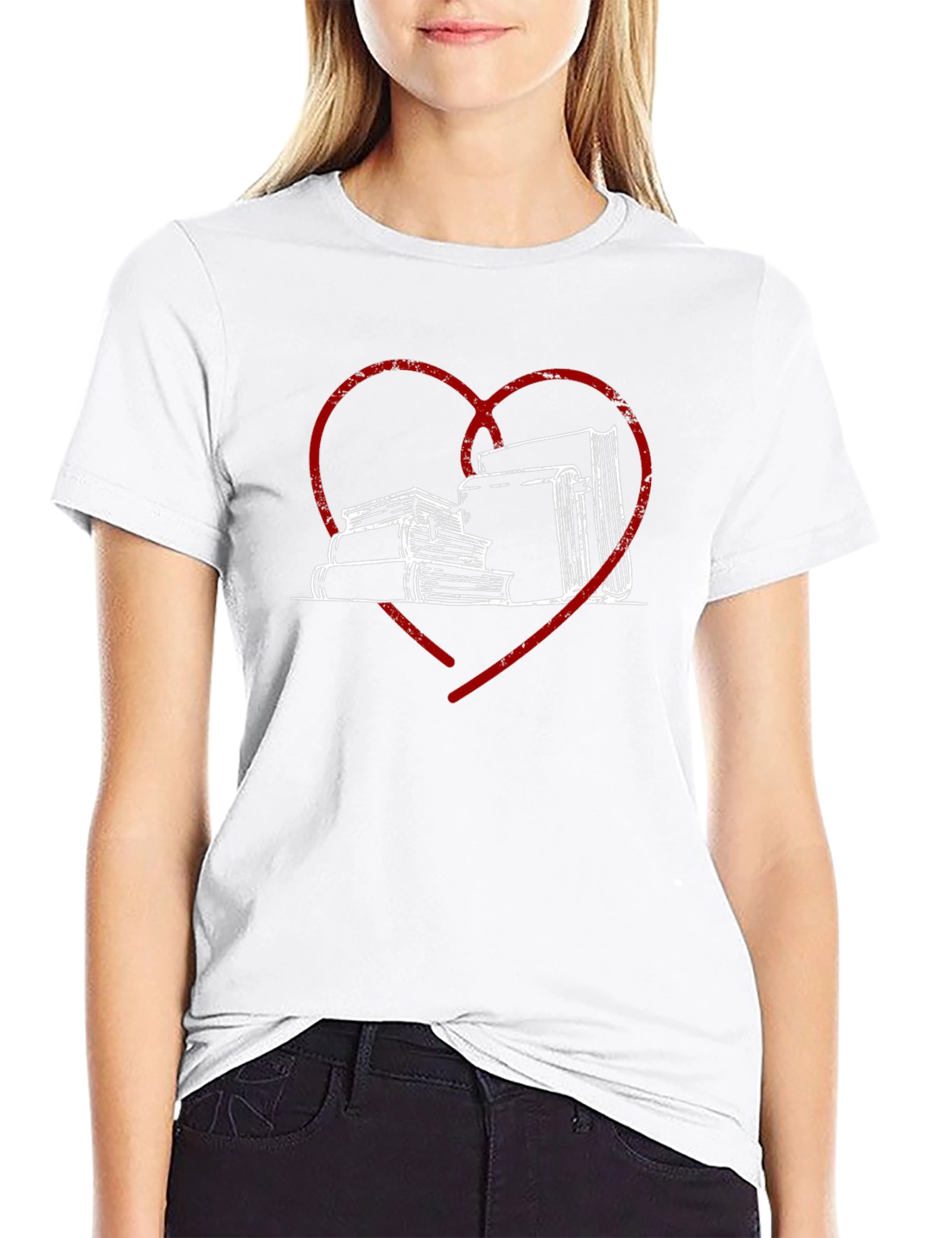 Book Lover Tee - Heart & Stack Design