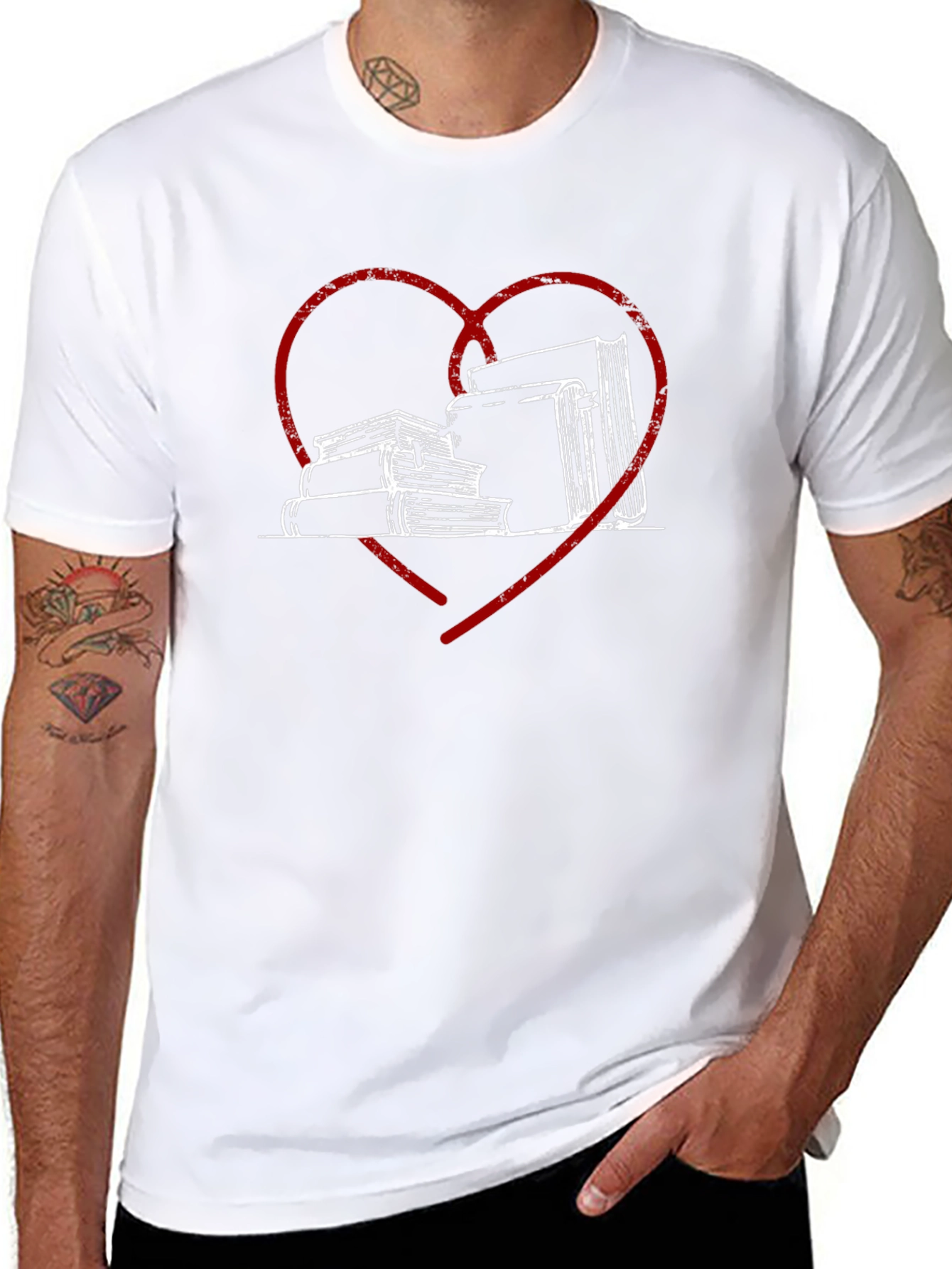 Book Lover Tee - Heart & Stack Design