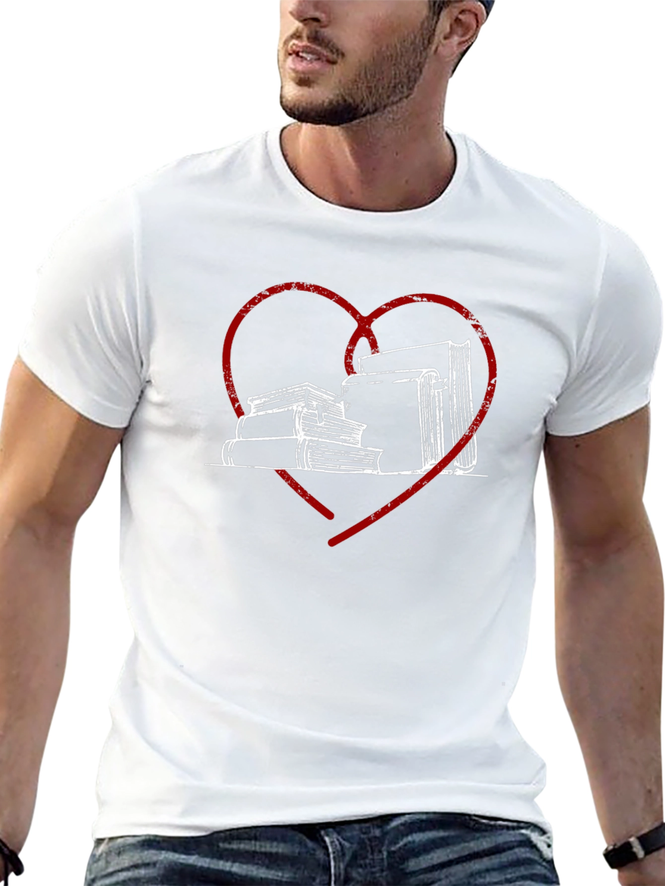 Book Lover Tee - Heart & Stack Design