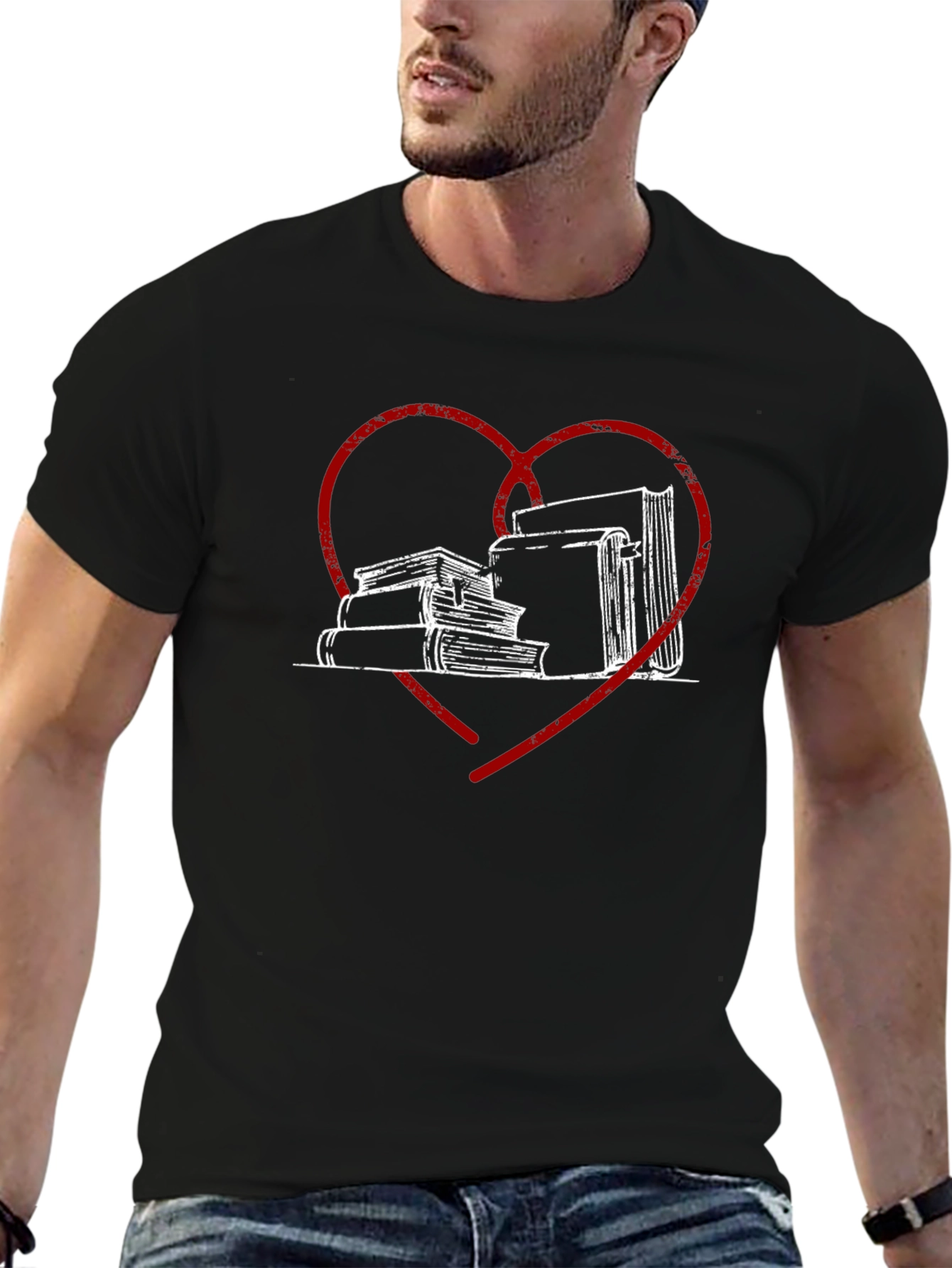 Book Lover Tee - Heart & Stack Design