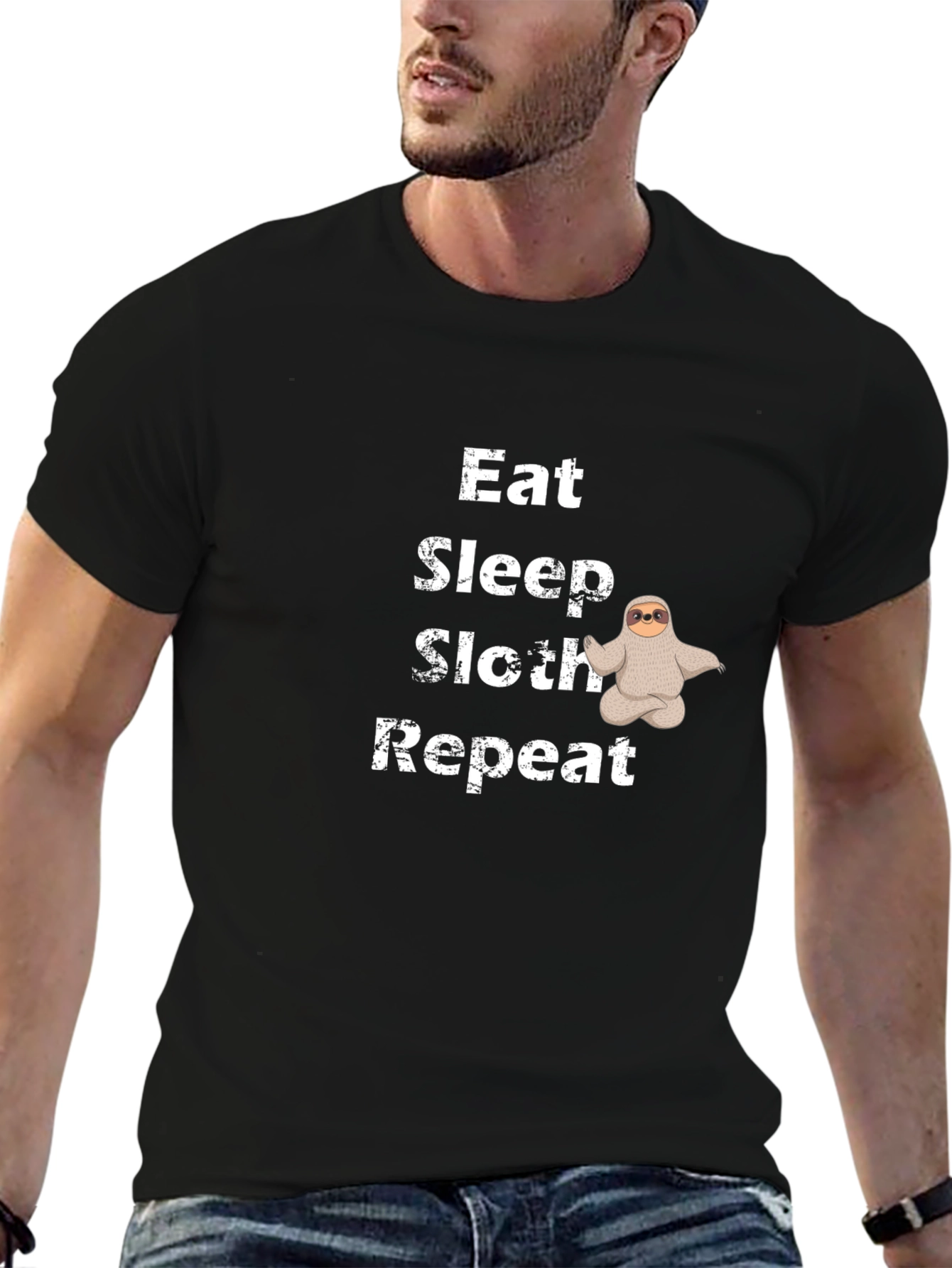 Eat Sleep Sloth Repeat Black T-Shirt