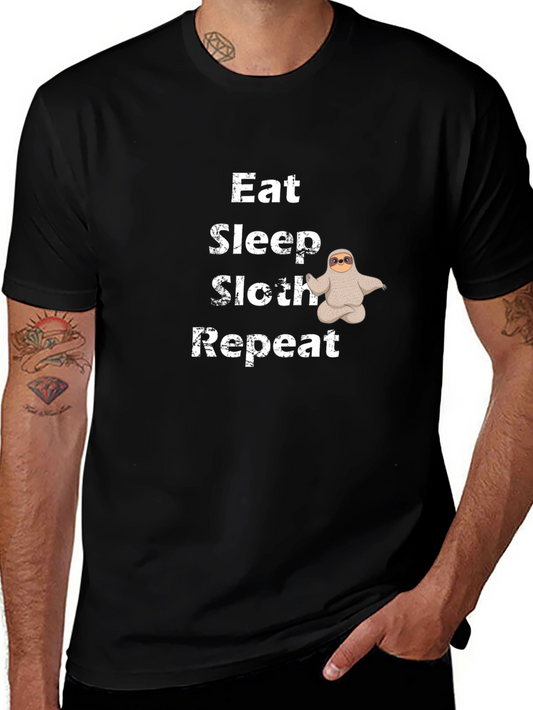 Eat Sleep Sloth Repeat Black T-Shirt