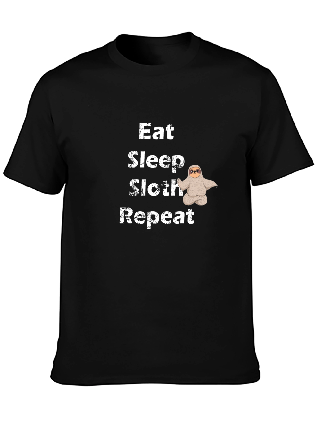 Eat Sleep Sloth Repeat Black T-Shirt