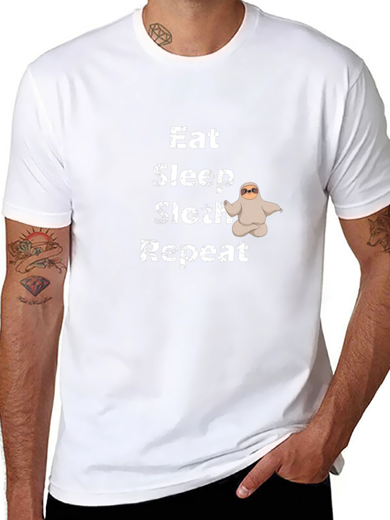 Eat Sleep Sloth Repeat Black T-Shirt