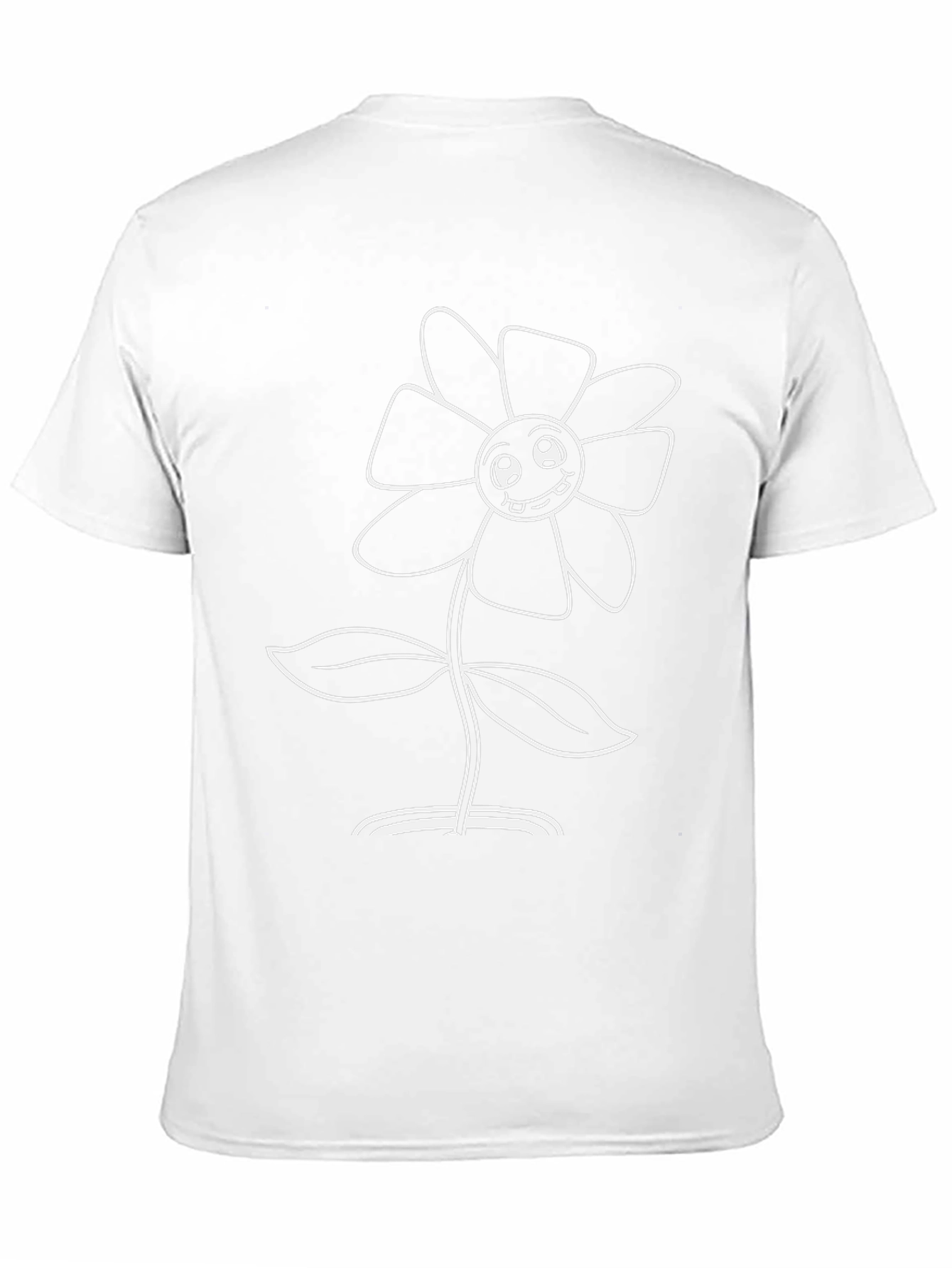 Smiling Flower Graphic Tee - Black Cotton T-Shirt