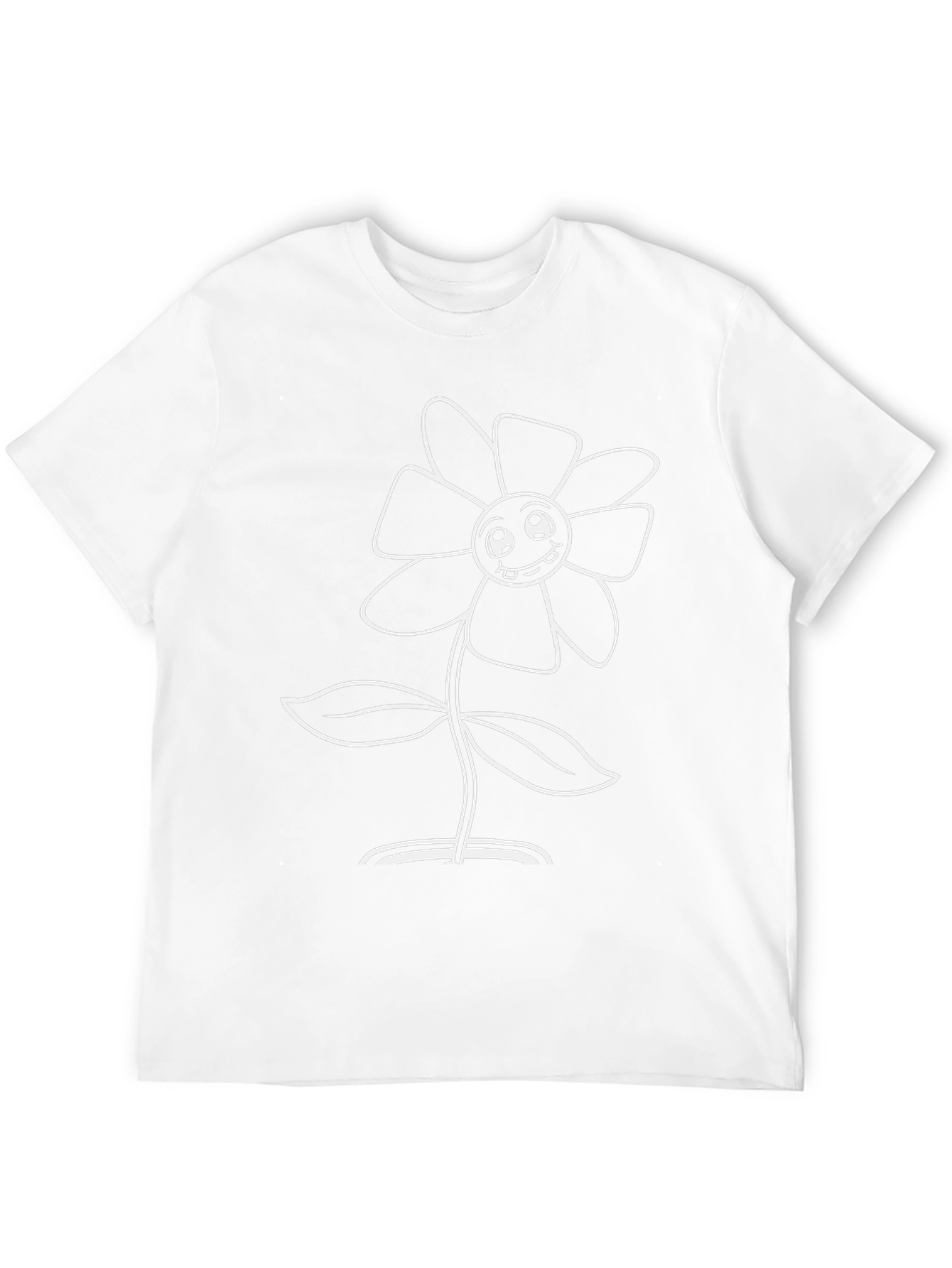 Smiling Flower Graphic Tee - Black Cotton T-Shirt