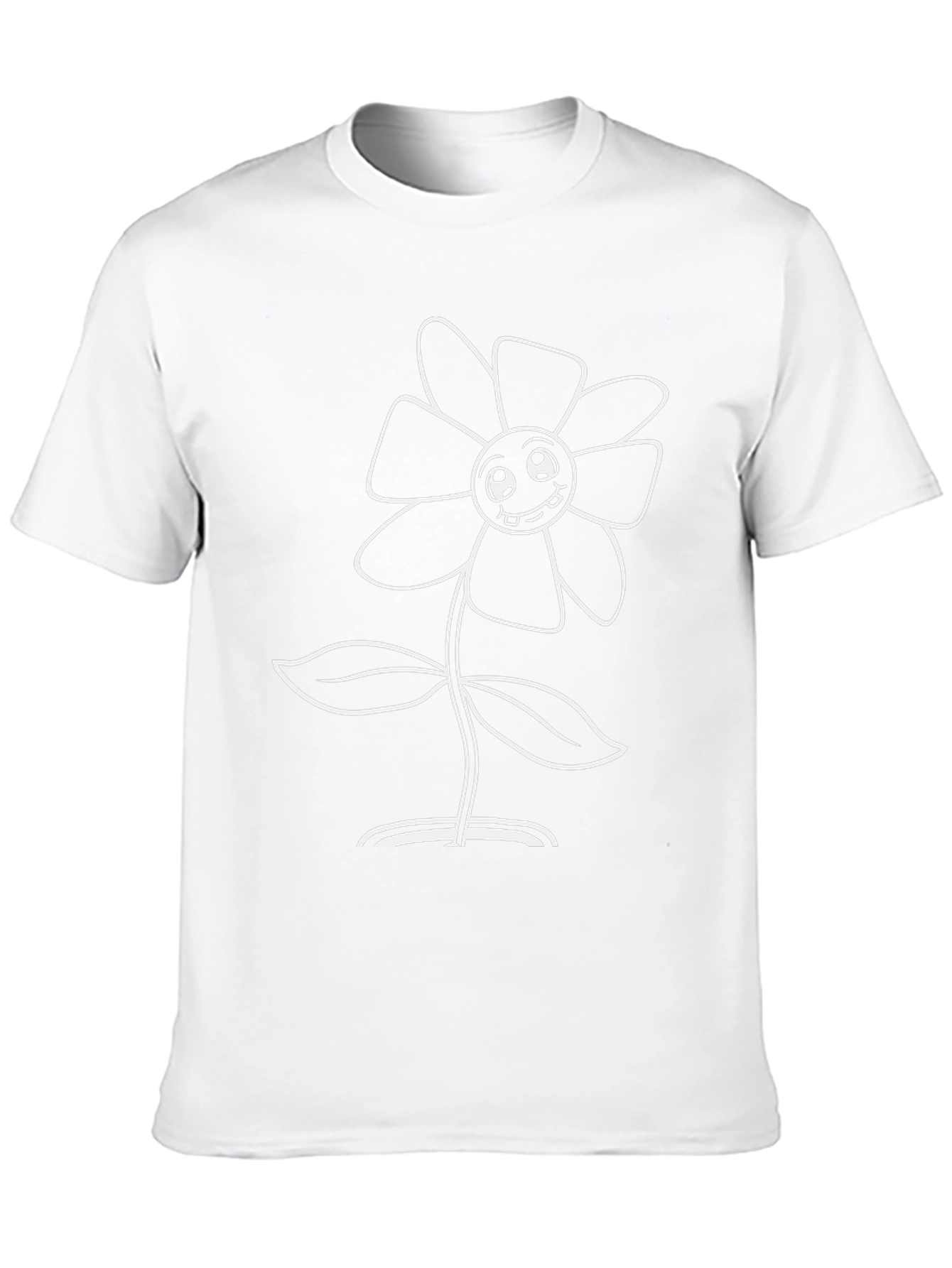 Smiling Flower Graphic Tee - Black Cotton T-Shirt