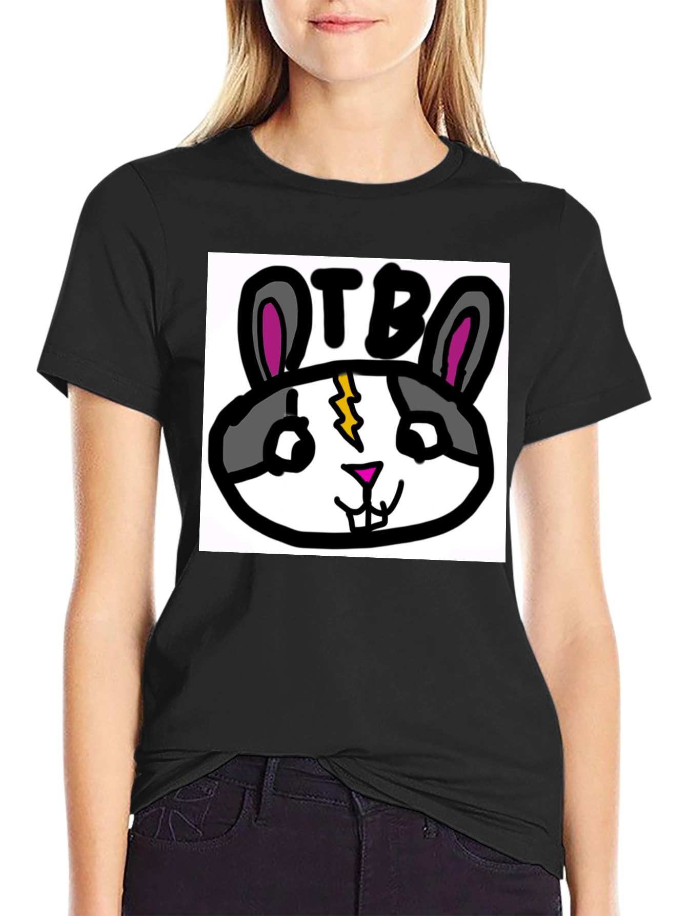 OTB Rabbit Graphic T-Shirt - Black
