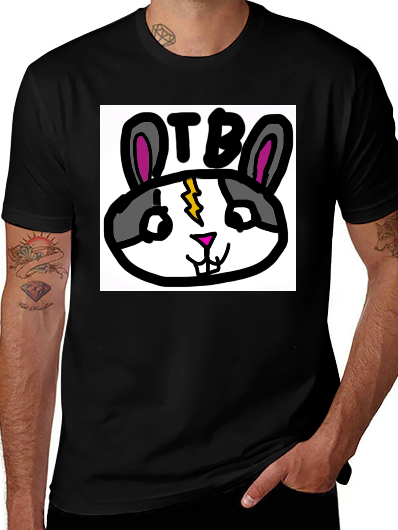 OTB Rabbit Graphic T-Shirt - Black