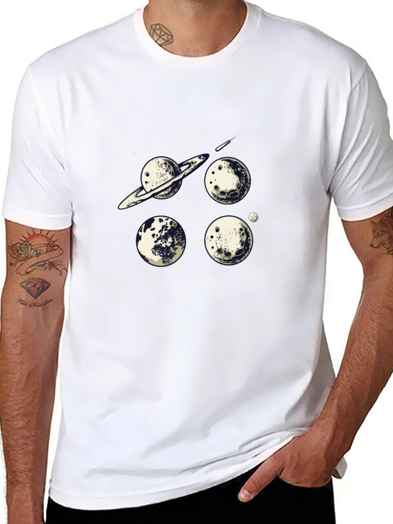 Cosmic Planets Graphic Tee - Black