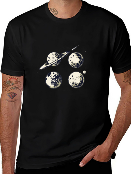 Cosmic Planets Graphic Tee - Black