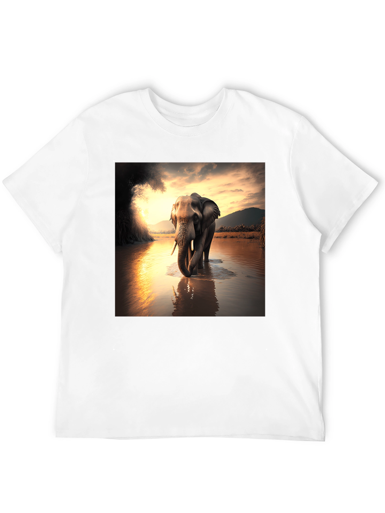 Elephant River T-Shirt - Black Cotton Tee