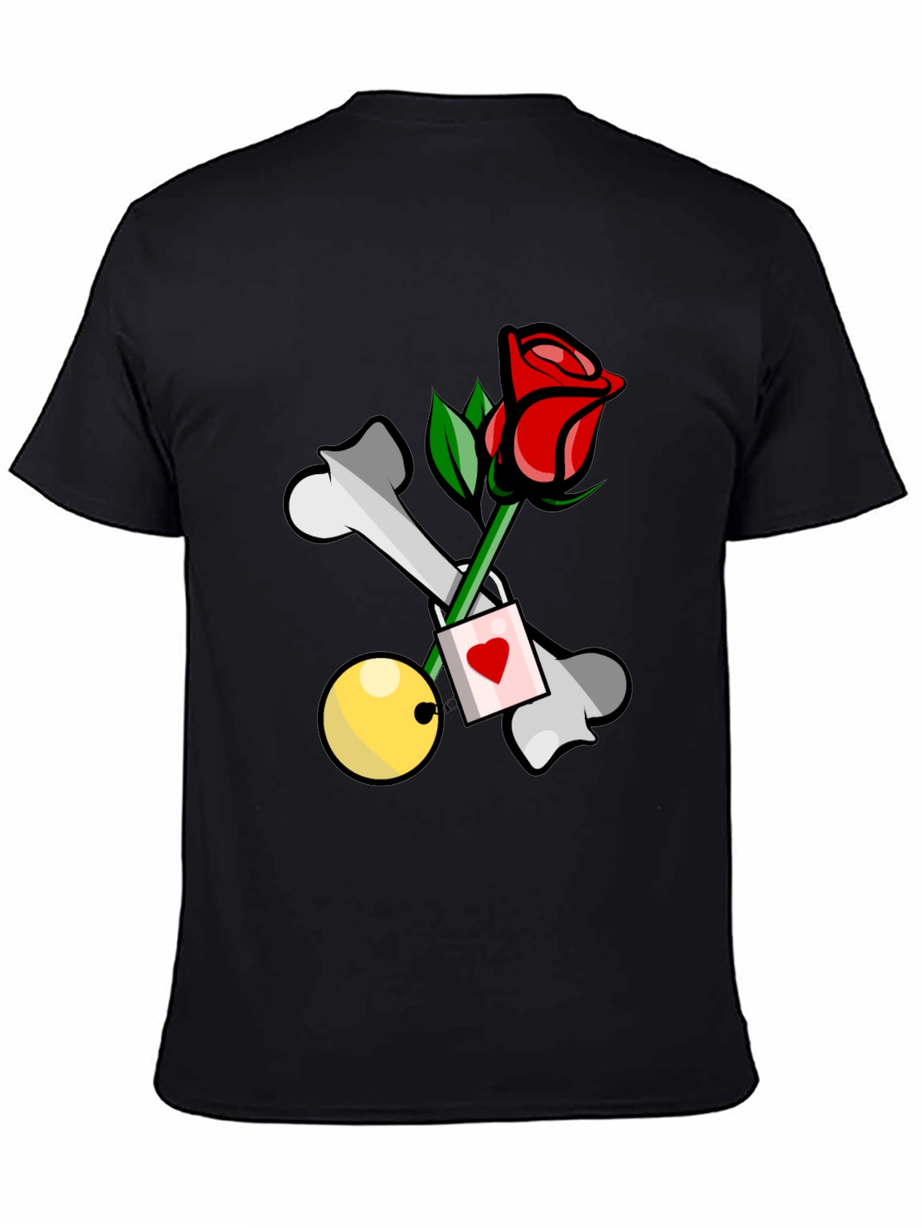 Rose & Bones Graphic Tee - Edgy Style