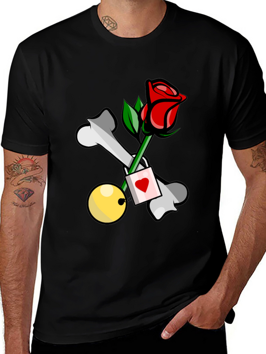 Rose & Bones Graphic Tee - Edgy Style