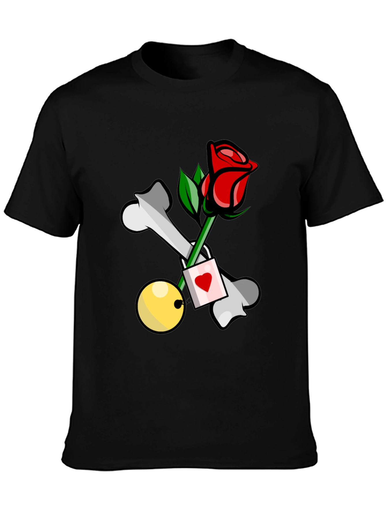 Rose & Bones Graphic Tee - Edgy Style