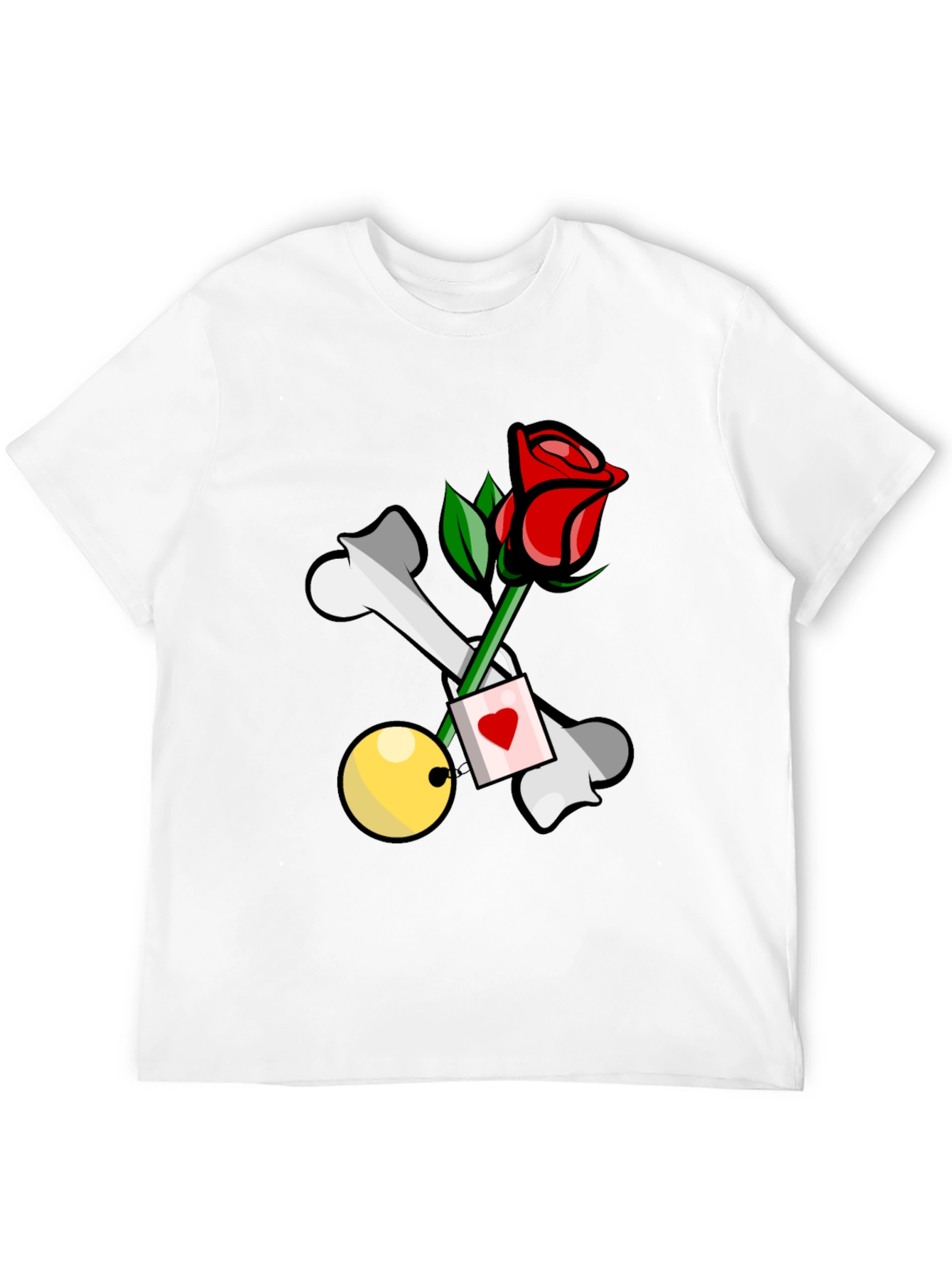 Rose & Bones Graphic Tee - Edgy Style