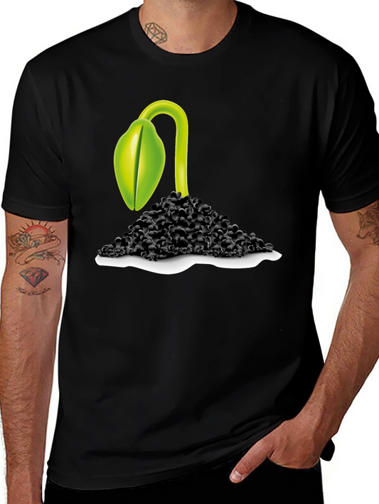 Sprout Graphic Tee - Black Cotton Blend T-Shirt