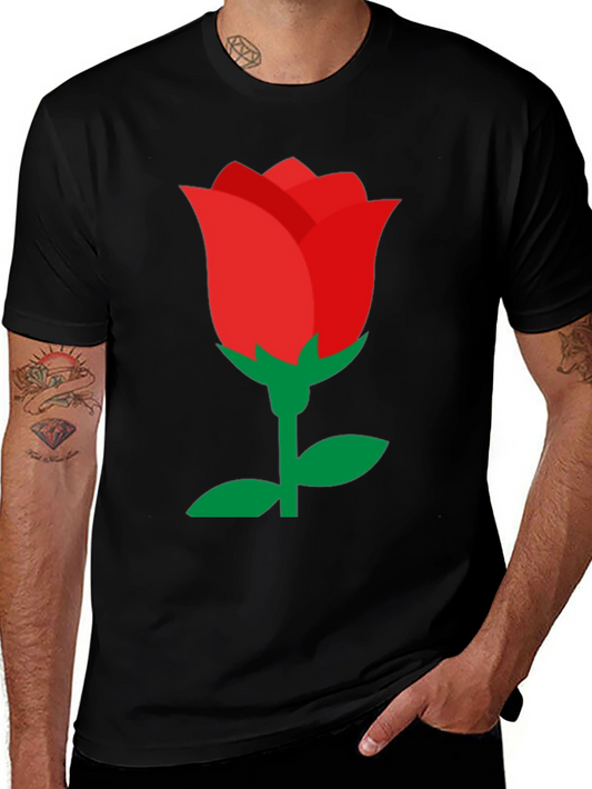 Red Rose Graphic Black T-Shirt - Classic Style