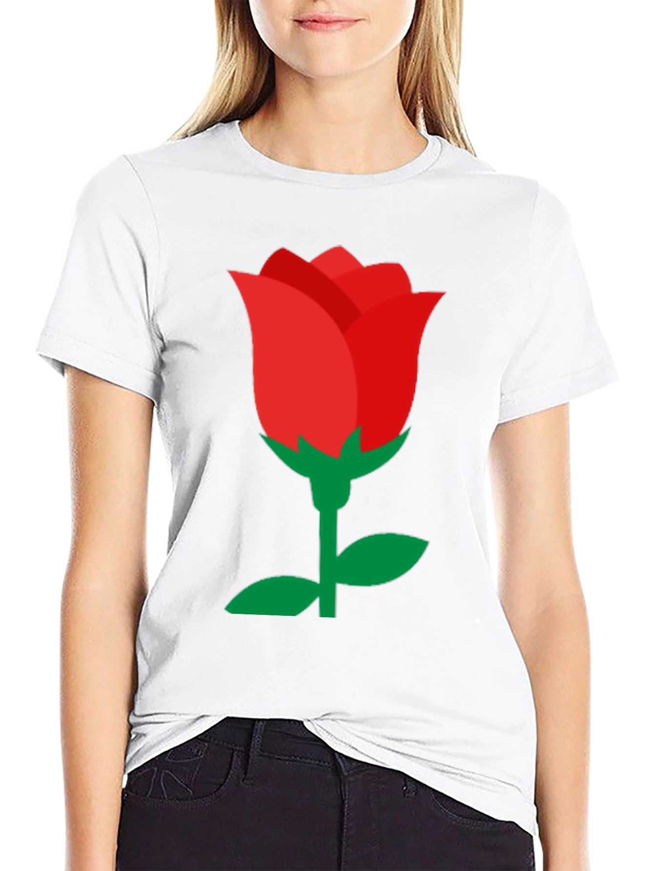 Red Rose Graphic Black T-Shirt - Classic Style