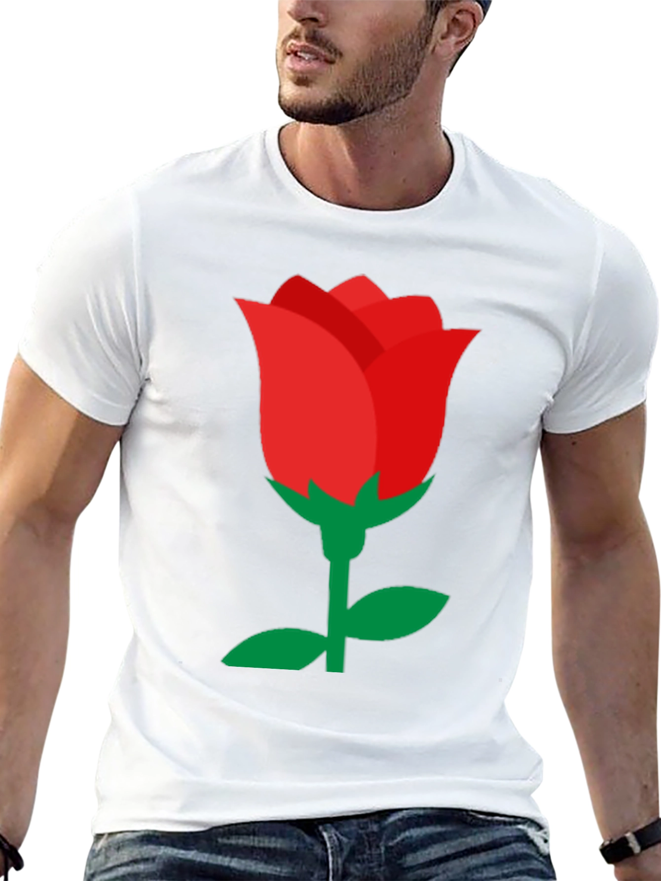 Red Rose Graphic Black T-Shirt - Classic Style