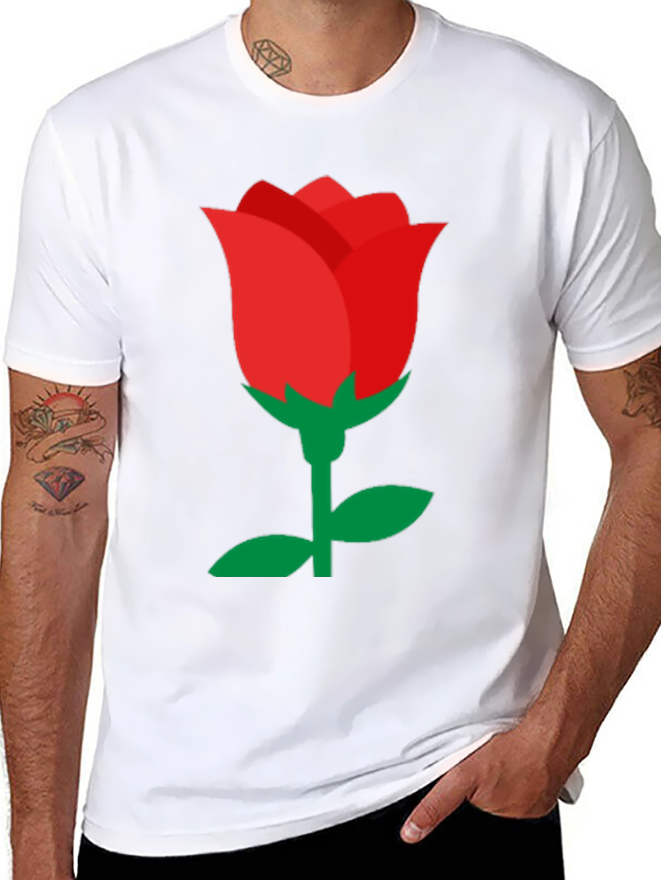 Red Rose Graphic Black T-Shirt - Classic Style
