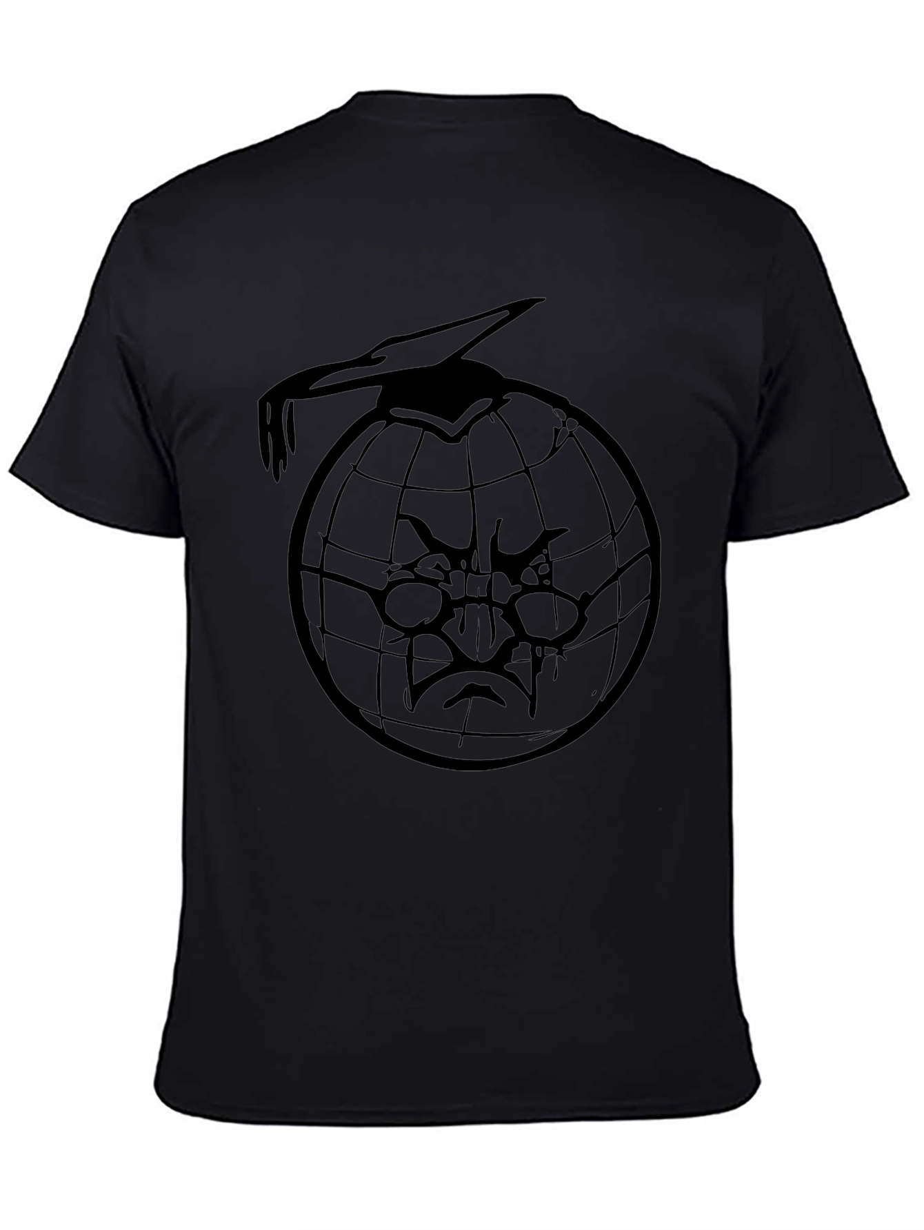 Black T-Shirt with Globe Design