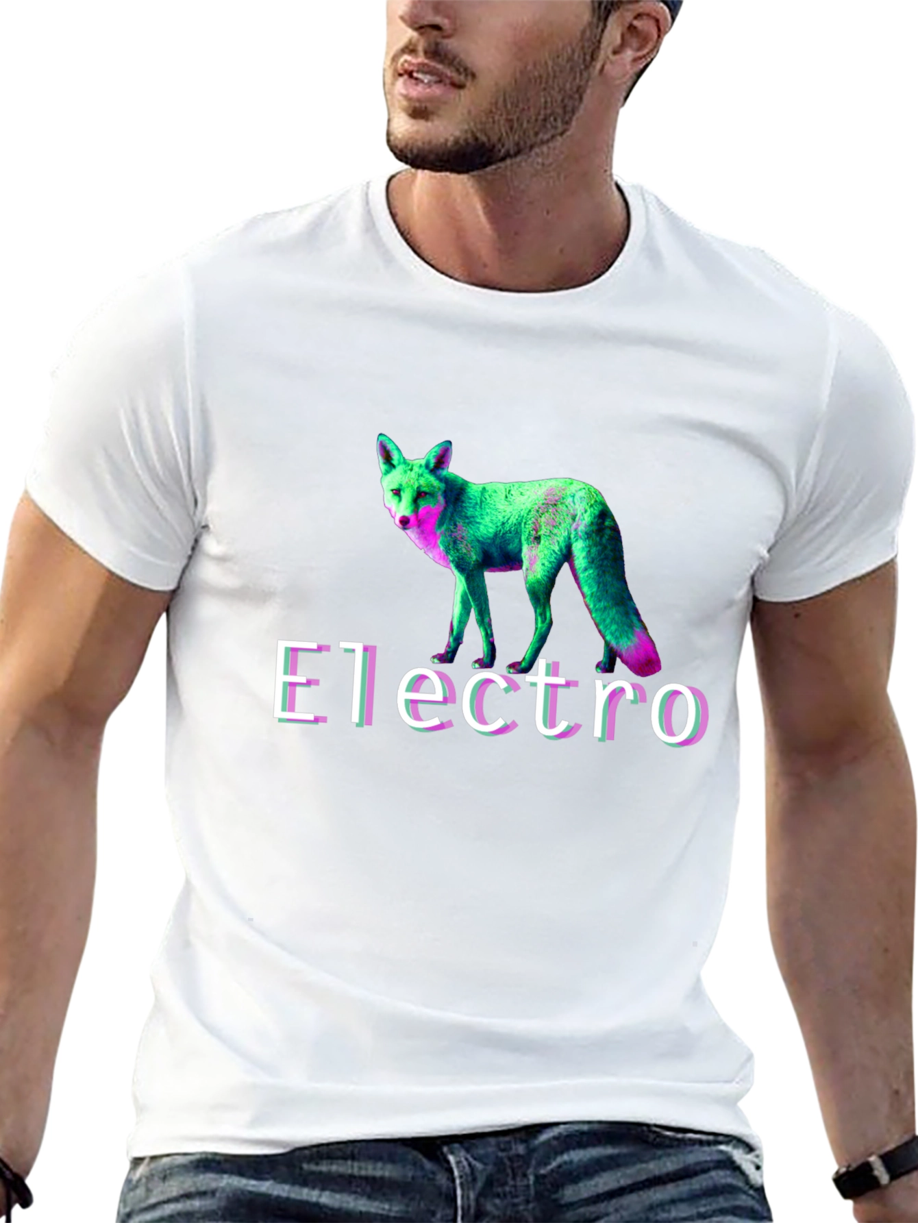 Electro Fox Graphic Tee - Stylish Black T-Shirt