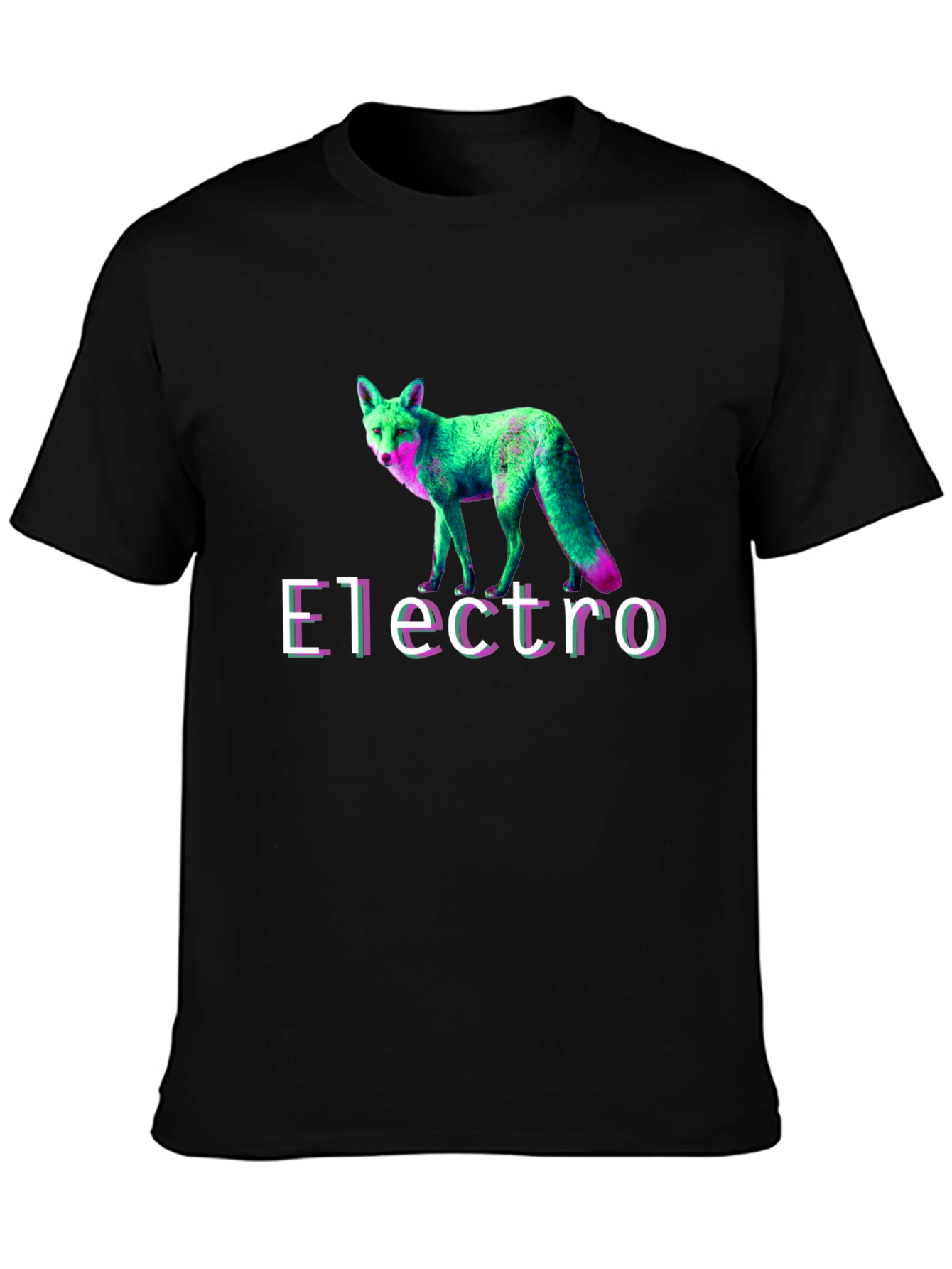 Electro Fox Graphic Tee - Stylish Black T-Shirt