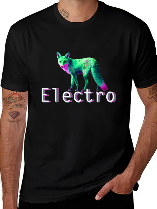 Electro Fox Graphic Tee - Stylish Black T-Shirt