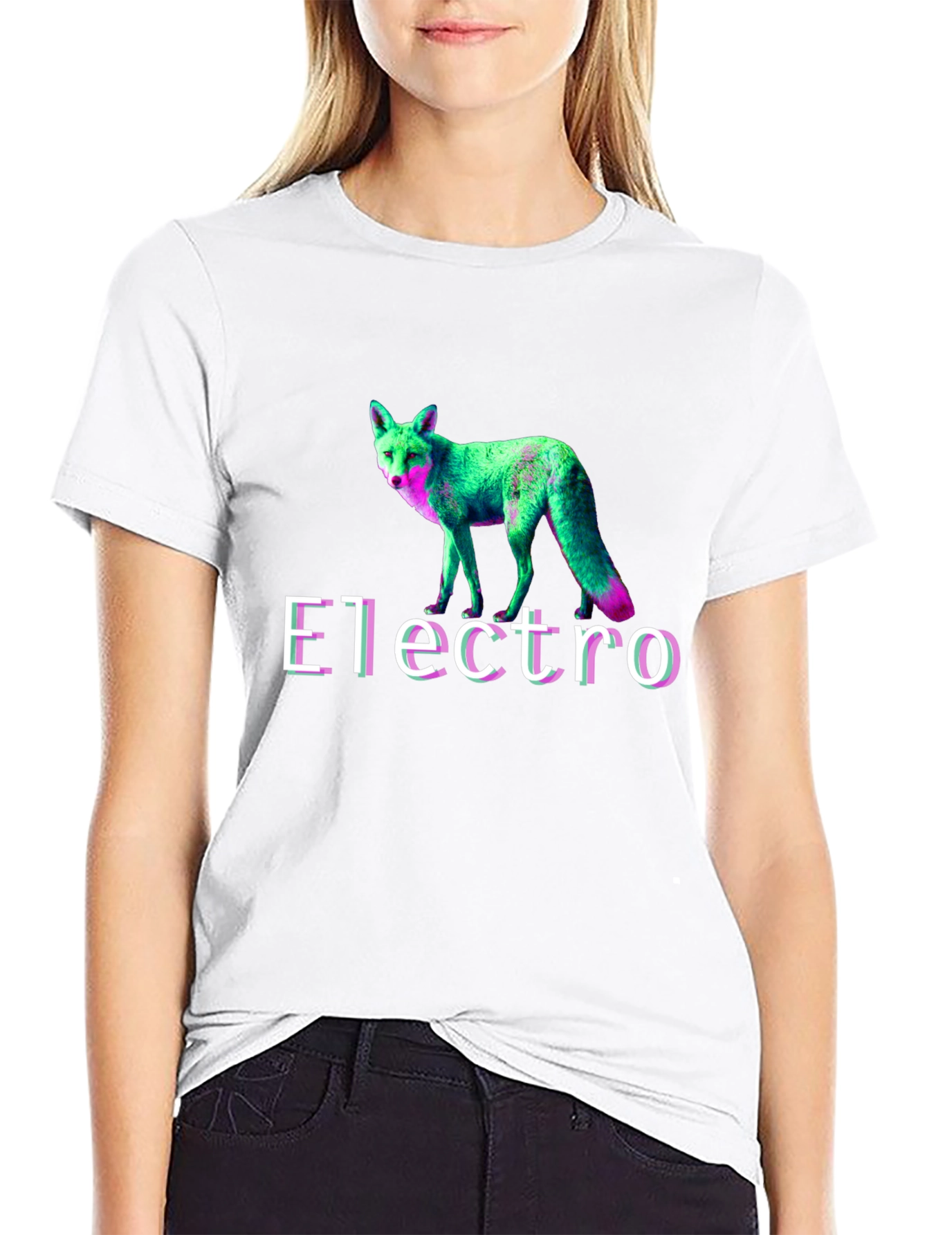 Electro Fox Graphic Tee - Stylish Black T-Shirt
